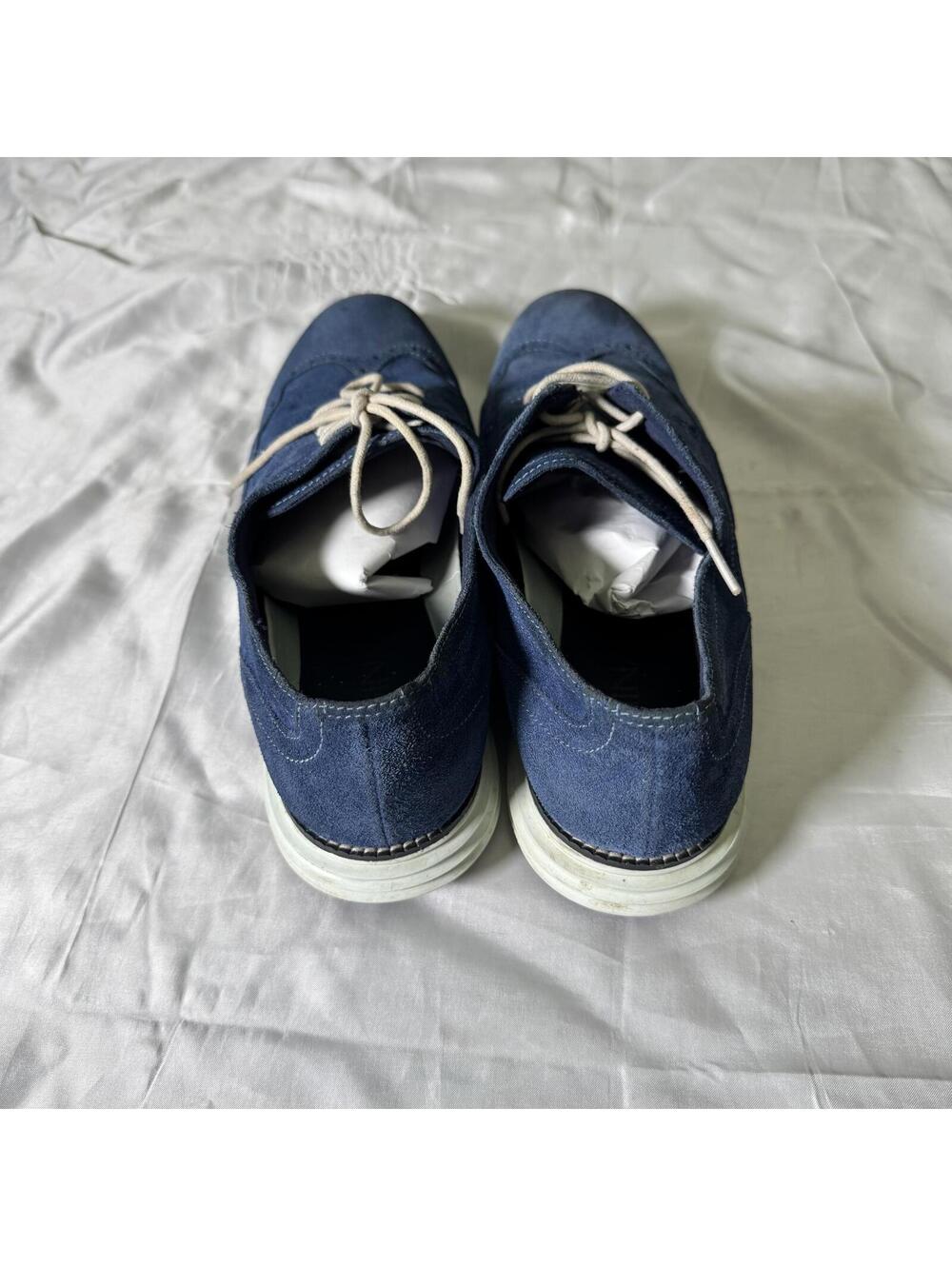 Men's Blue Suede Wingtip Dress Shoes Cole Haan Grand OS 11 Mens - Picture 3 of 8